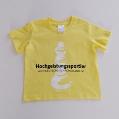Abbildung T-Shirt „Hochgeistungssportler“, gelb, Kindergröße XS (Gr. 110–116)
